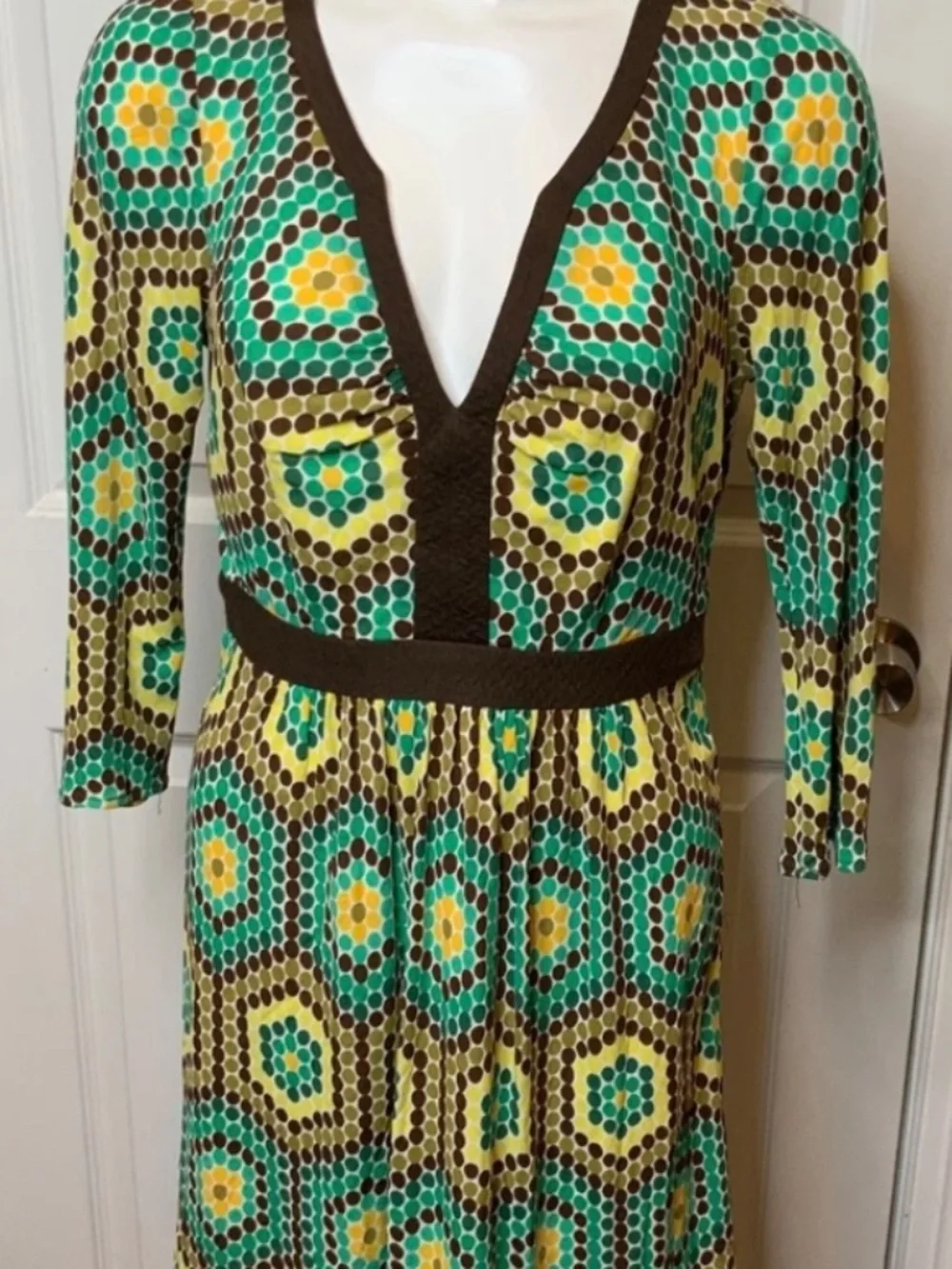 Milly of NY Geometric Polka Dot Print Silk Dress Size Small - Picture 4 of 4